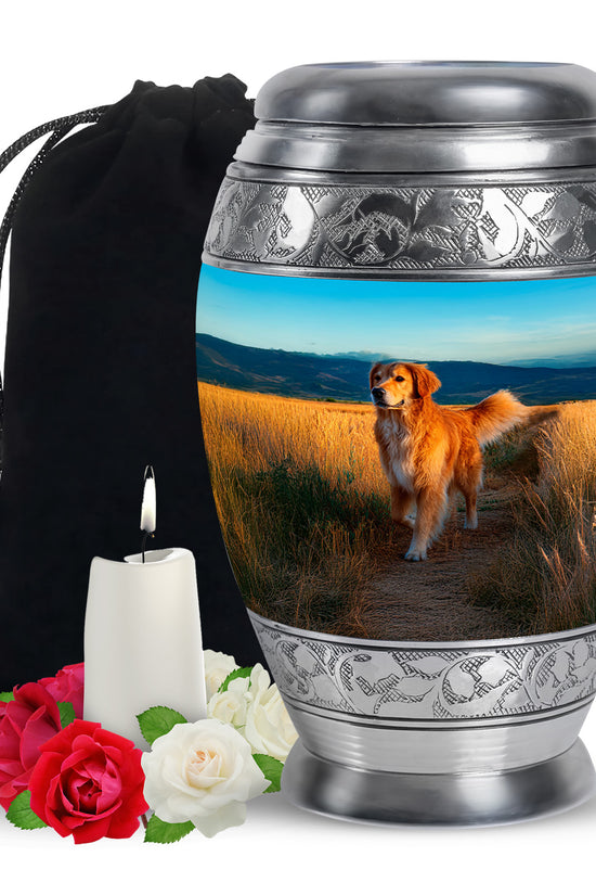 Golden Retriever Cremation Urn For Burial - Goldenfield Funeral Ashes Urn For Pet