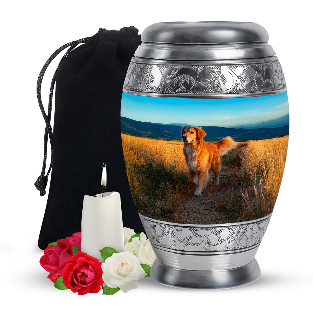 Golden Retriever Cremation Urn For Burial - Goldenfield Funeral Ashes Urn For Pet