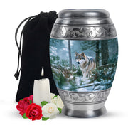 Dog Memorial Urn For Ashes - Husky Themed Cremation Urn For Pet Dog