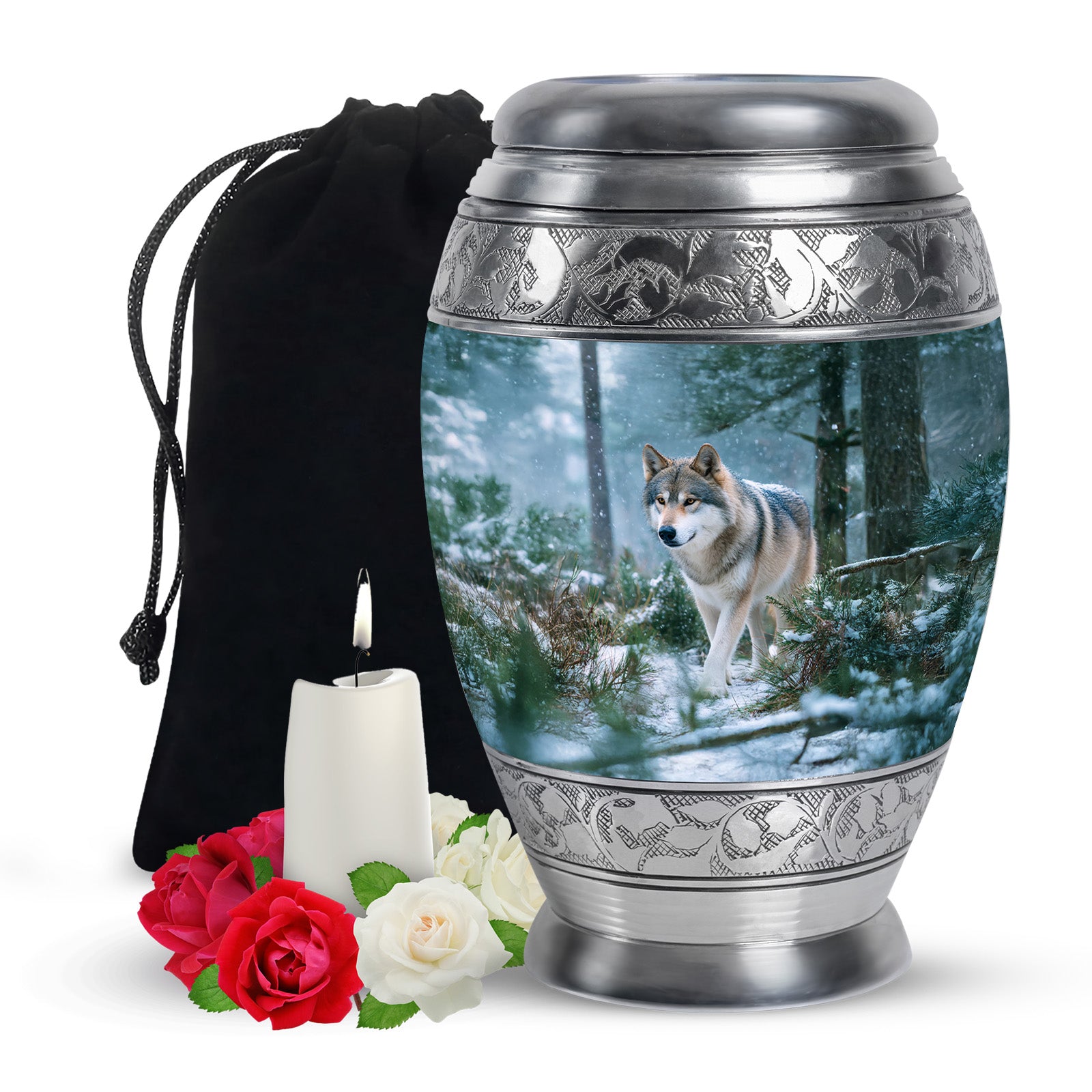 Dog Memorial Urn For Ashes - Husky Themed Cremation Urn For Pet Dog