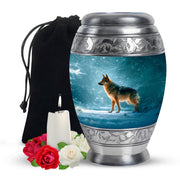 Snowfall Memorial Urn For Dogs - German Shephard Cremation Urn For Sale