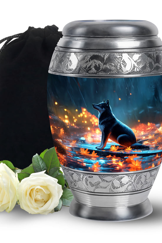 Dog in Rain Scenic Urns - Handracfted Personalized Urns For Pet Ashes