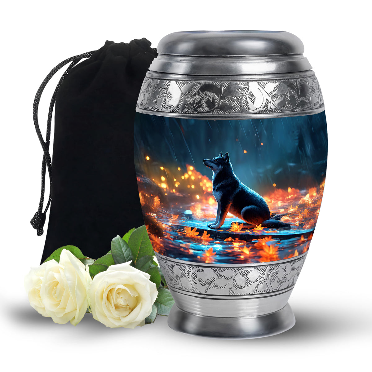 Dog in Rain Scenic Urns - Handracfted Personalized Urns For Pet Ashes
