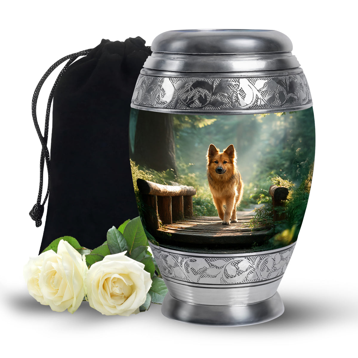 Golden Pet Dog Funeral Urn - Forest Memorial Urn For Pet