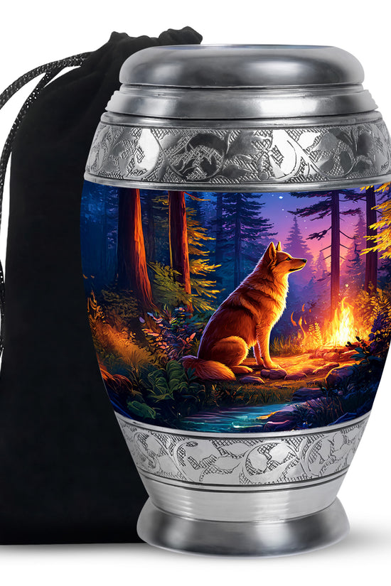 Husky Dog Cremation Urn - Forest Memorial Urn For Pet Ashes