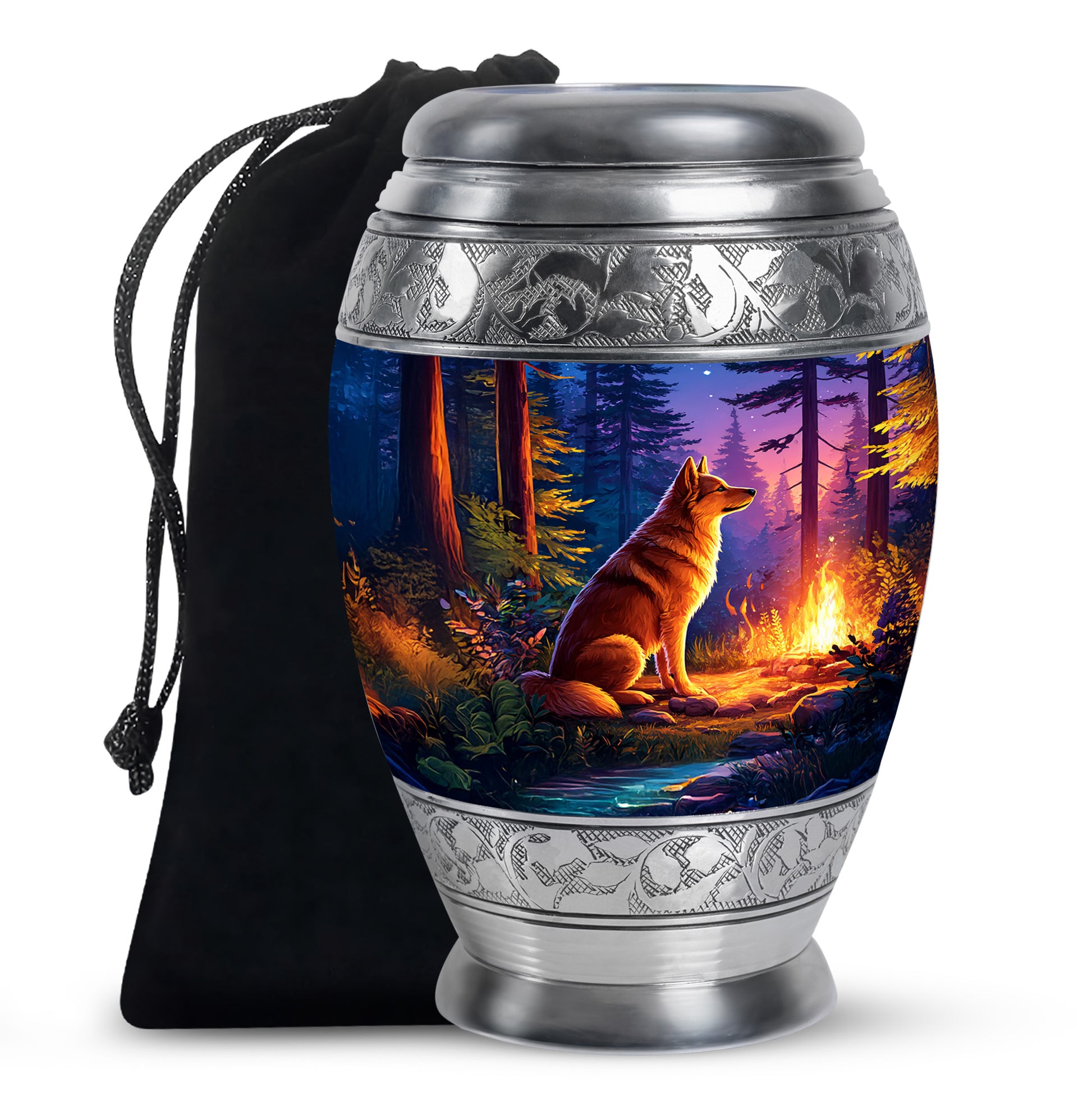 Husky Dog Cremation Urn - Forest Memorial Urn For Pet Ashes