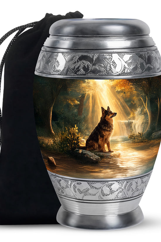 German Shepherd Fuenral Urn - Peaceful Forest Memorial Urn For Dog