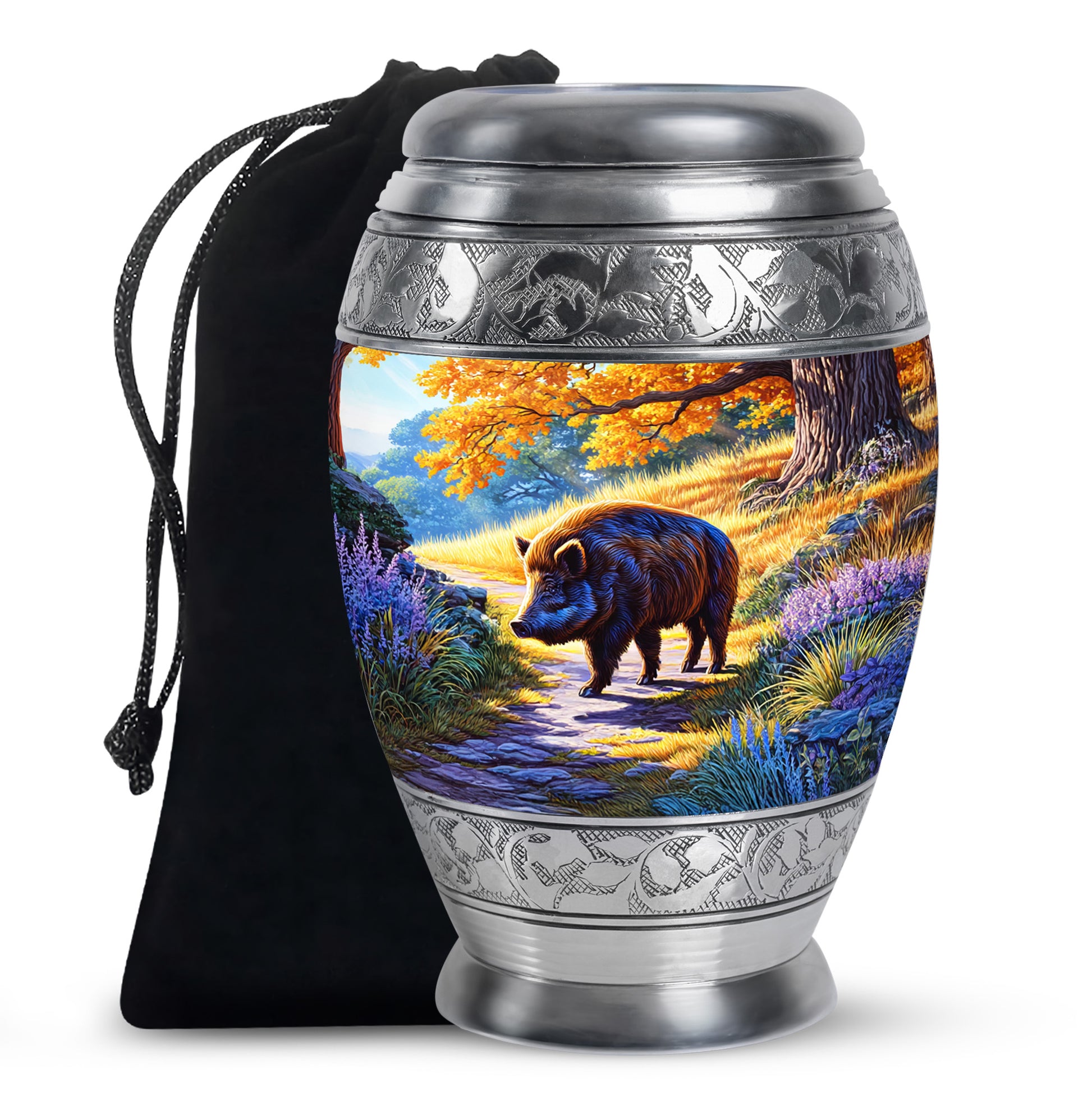 Boar Nature Cremation Urns - Beautiful Fall Forest Funeral Urns For Ashes