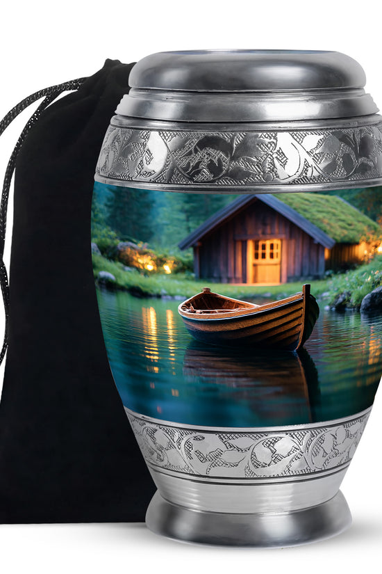 Wooden Boat Urn - Peaceful Lake Cremation Urns For Human Ashes