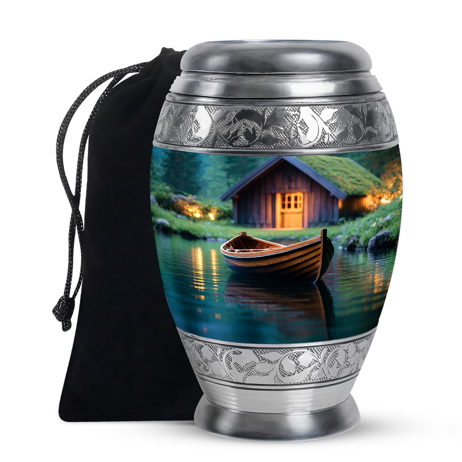 Wooden Boat Urn - Peaceful Lake Cremation Urns For Human Ashes
