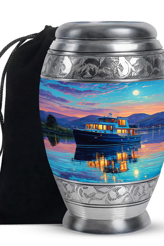 Sunset Yacht Cremation Urns - Mountain Lake Funeral Urns For Ashes