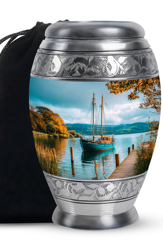 Sailboat Funeral Urn - Lake Memorial Urn For Male & Female Ashes