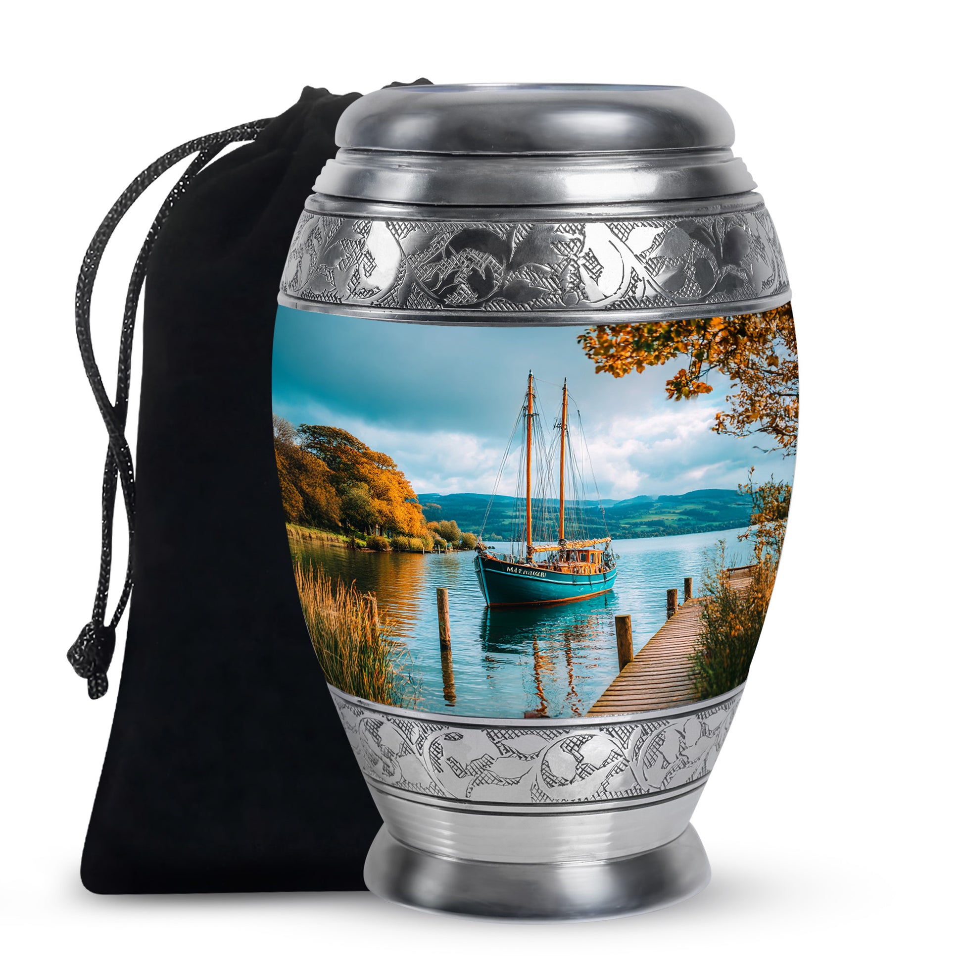 Sailboat Funeral Urn - Lake Memorial Urn For Male & Female Ashes