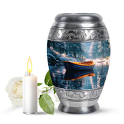 Timeless Teal Boat Cremation Urn for Ashes - 10-inch, 200 cu in - Karyliz