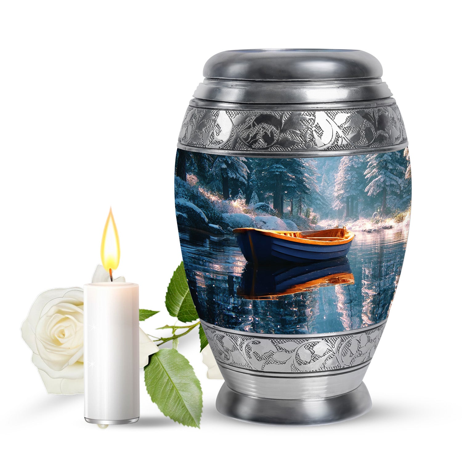 Timeless Teal Boat Cremation Urn for Ashes - 10-inch, 200 cu in - Karyliz