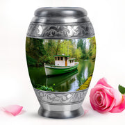 Green Boat Cremation Urns - Glorious Memorial 10-inch, 200 cu in - Karyliz