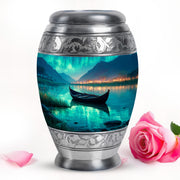 Personalized Teal Sovereign Boat Cremation Urns for Human Ashes - 10-inch, 200 cu in - Karyliz