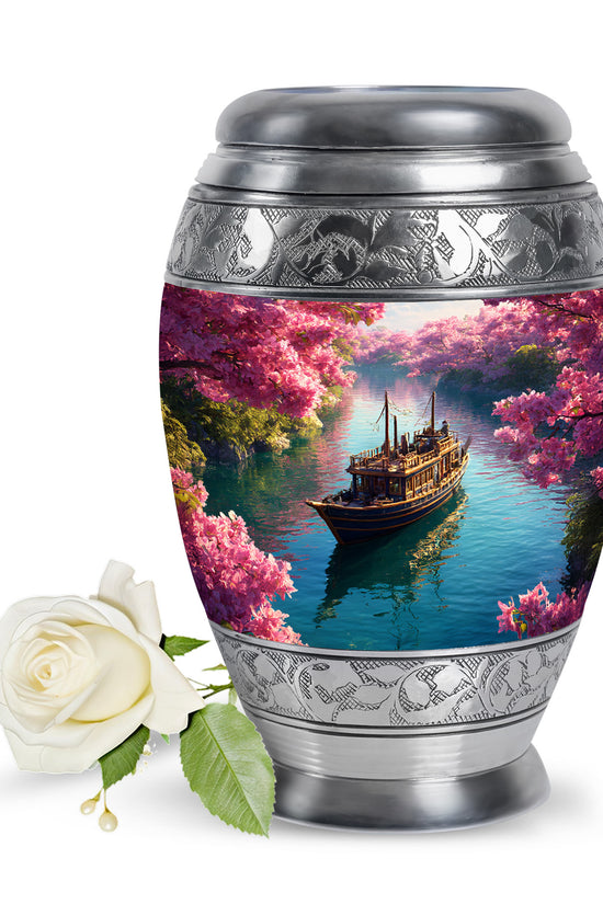 Personalized Pink Sovereign Boat Cremation Urns for Human Ashes - 10-inch, 200 cu in - Karyliz
