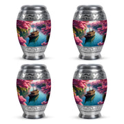 Peony Pink Boat Cremation Urn urn with complimentary velvet bag - regal boat design with crown-inspired accents - 10 inch aluminum urn for cremated remains
