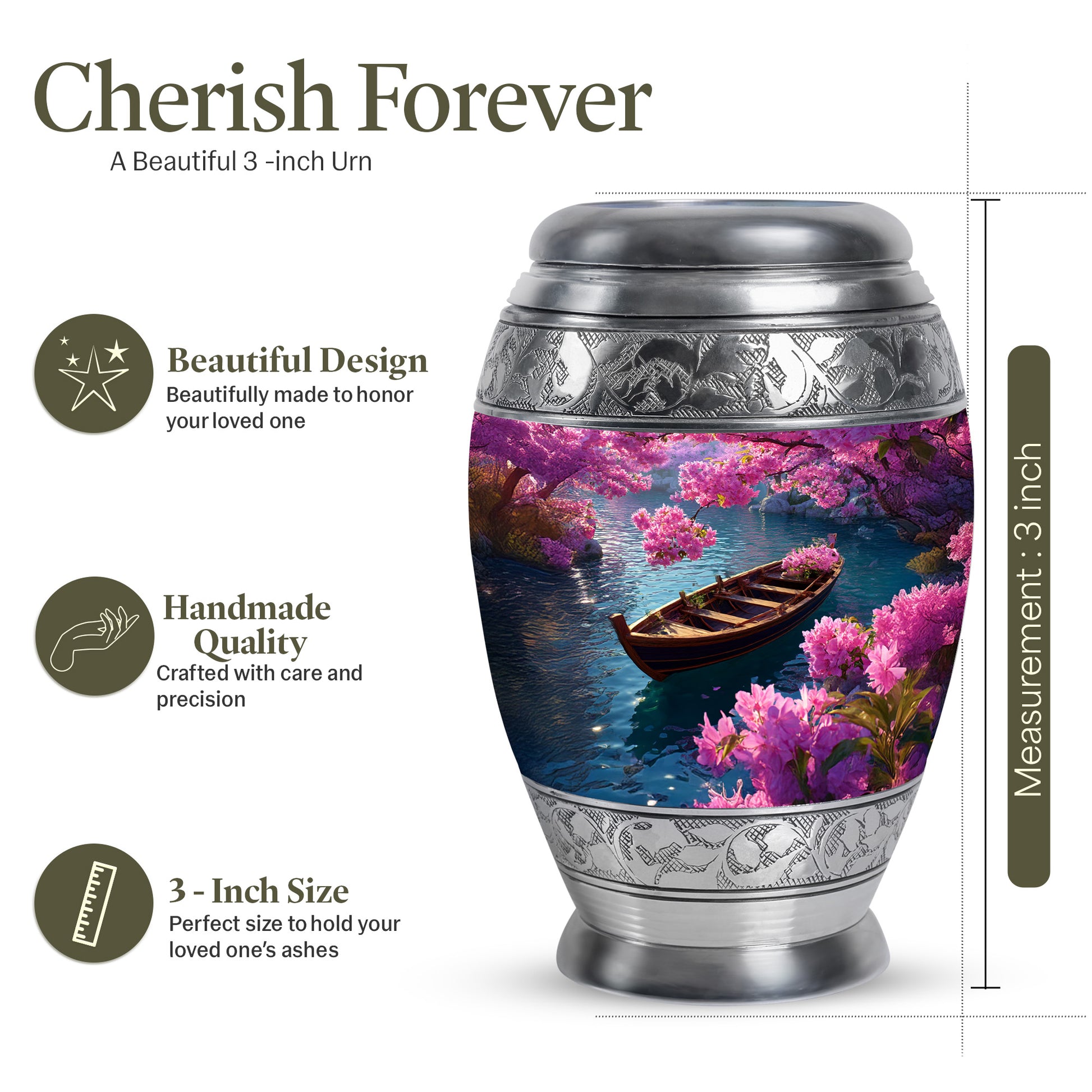 Navy Blue Boat Cremation Urn lifestyle display on memorial shelf - regal boat design with crown-inspired accents - mini keepsake memorial for portion of cremation ashes