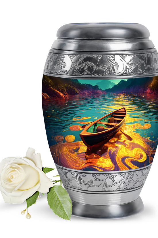 Personalized Teal Boat Cremation Urns for Ashes - Majestic 10-inch - Karyliz