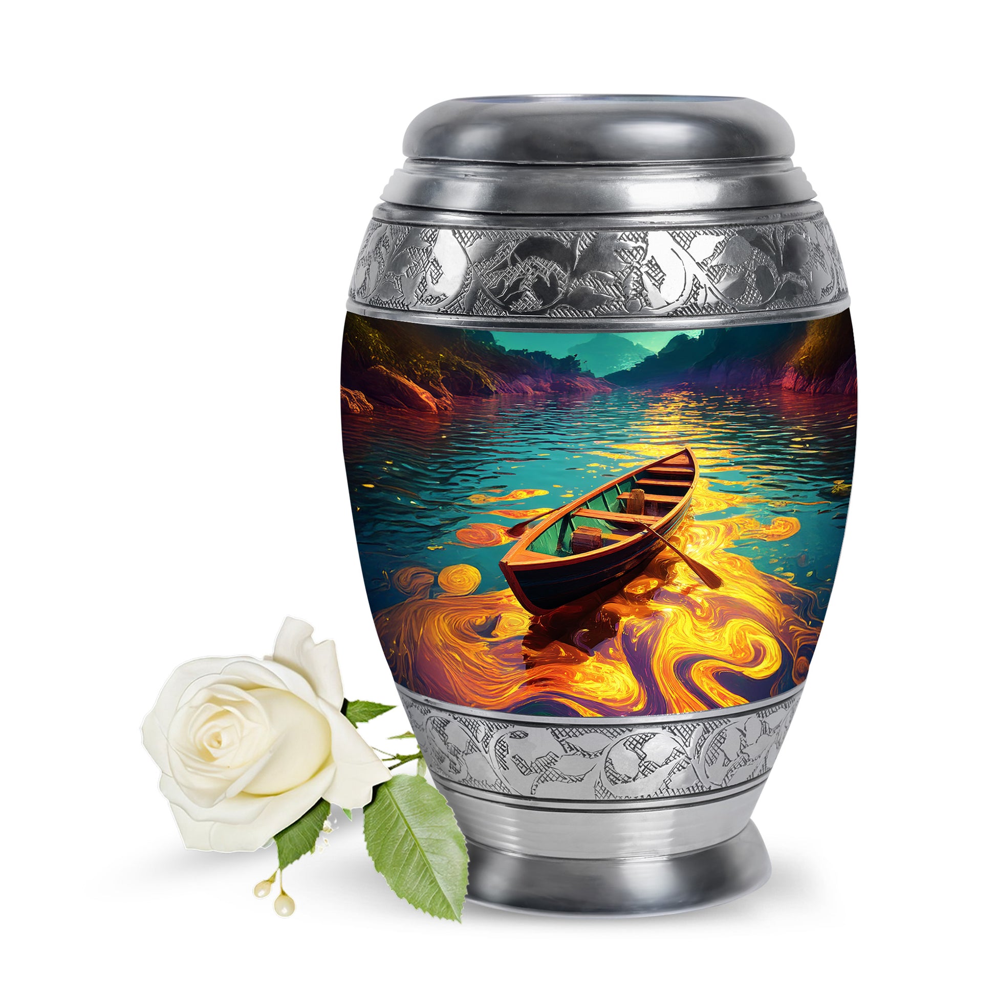 Personalized Teal Boat Cremation Urns for Ashes - Majestic 10-inch - Karyliz