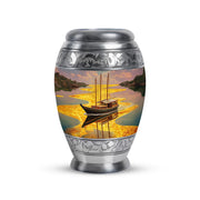 Gold Boat Cremation Urns - Imperial Remembrance 10-inch, 200 cu in - Karyliz