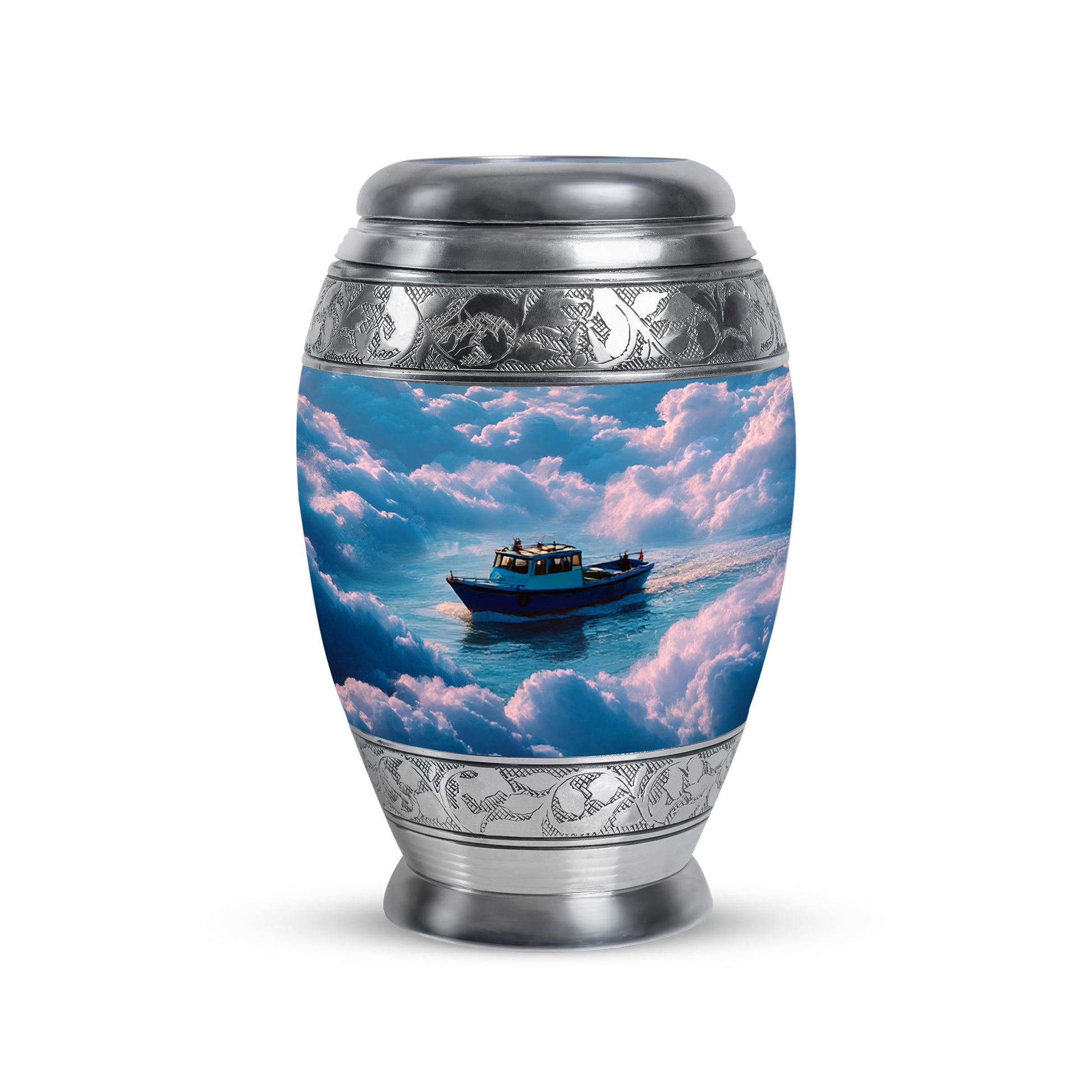 Blue Boat Legacy Cremation Urns for Human Ashes - 10-inch, 200 cu in - Karyliz