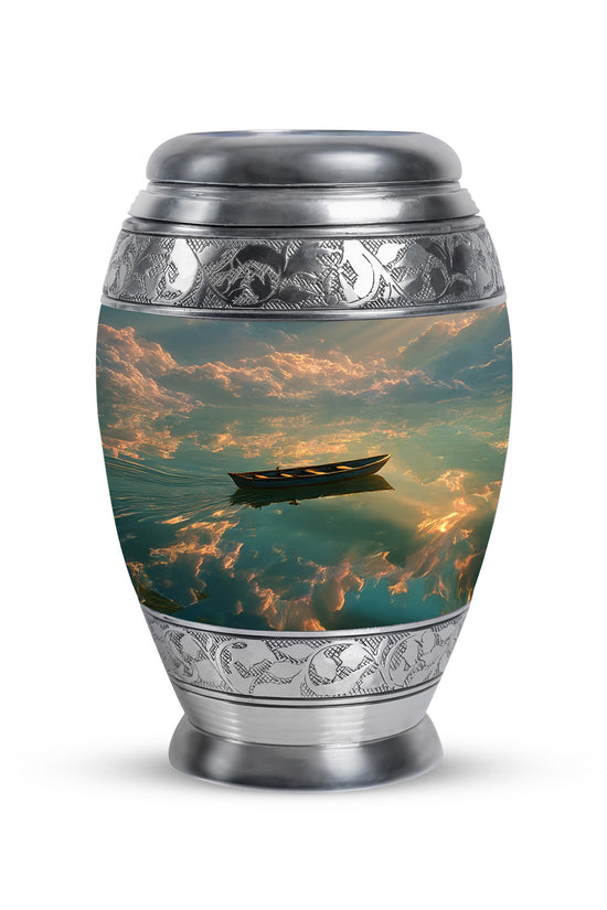 Ethereal Boat Memorial Cremation Urns - Black 10-inch, 200 cu in - Karyliz