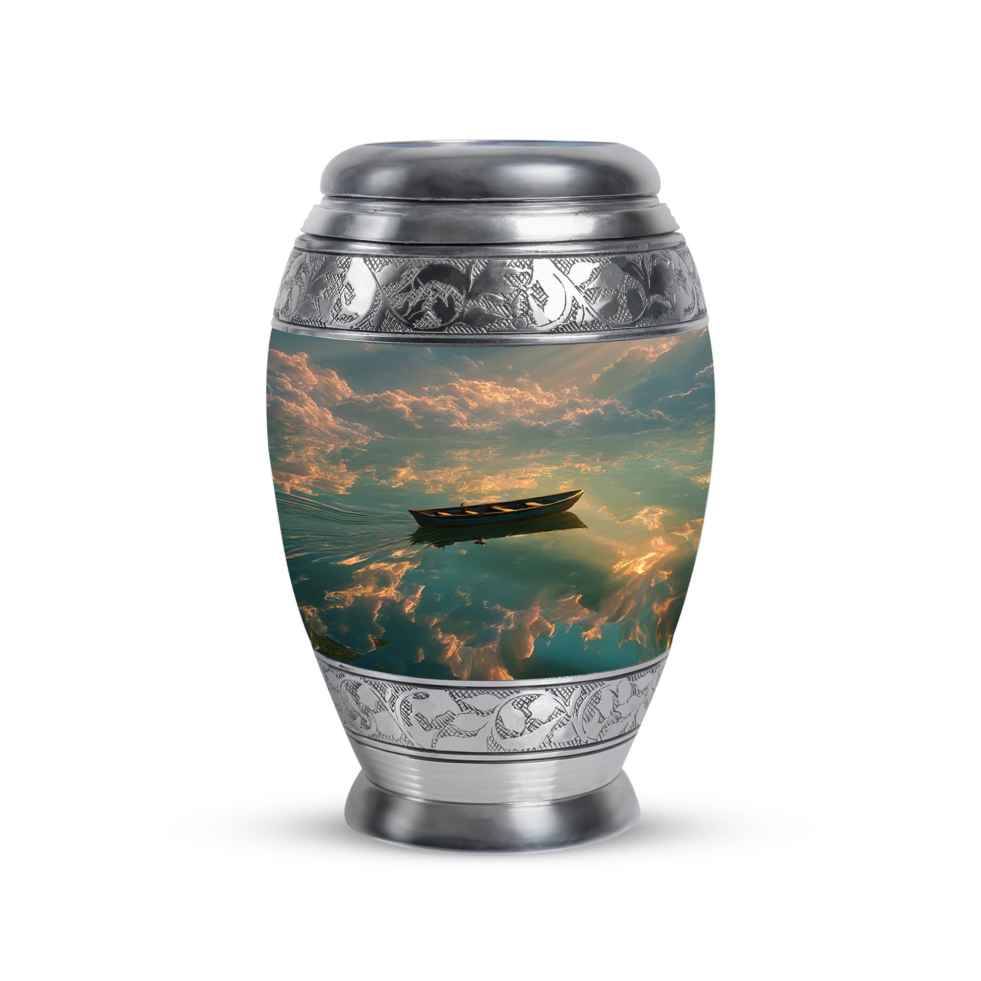 Ethereal Boat Memorial Cremation Urns - Black 10-inch, 200 cu in - Karyliz