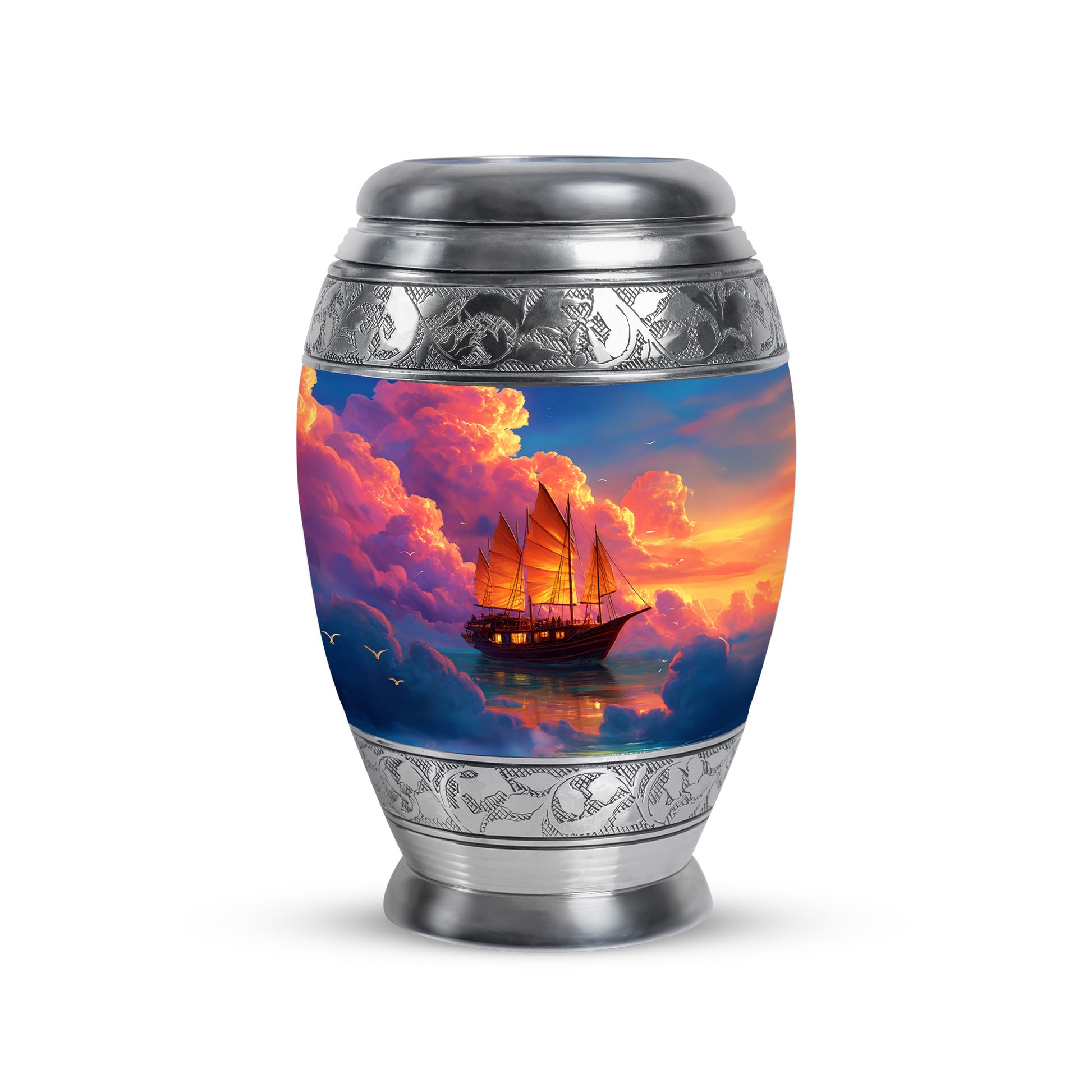 Personalized Boat Cremation Urns - Wondrous Blue 10-inch, 200 cu in - Karyliz