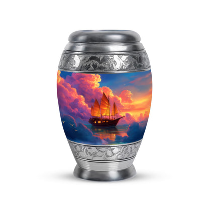 Personalized Boat Cremation Urns - Wondrous Blue 10-inch, 200 cu in - Karyliz