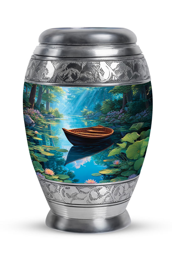Remarkable Boat Memorial Cremation Urns - Blue 10-inch, 200 cu in - Karyliz
