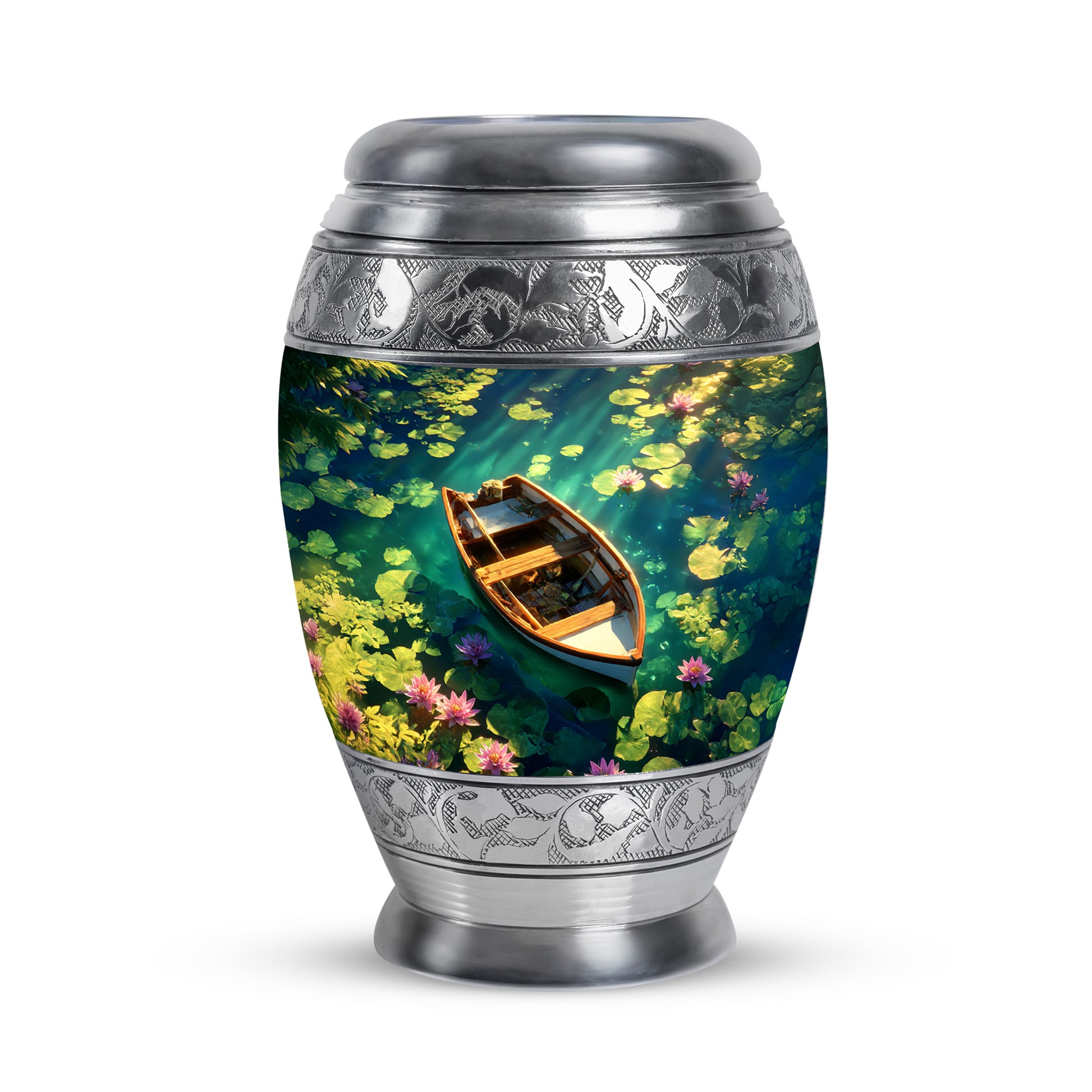 Blue Boat Cremation Urns - Honored Journey 10-inch, 200 cu in - Karyliz