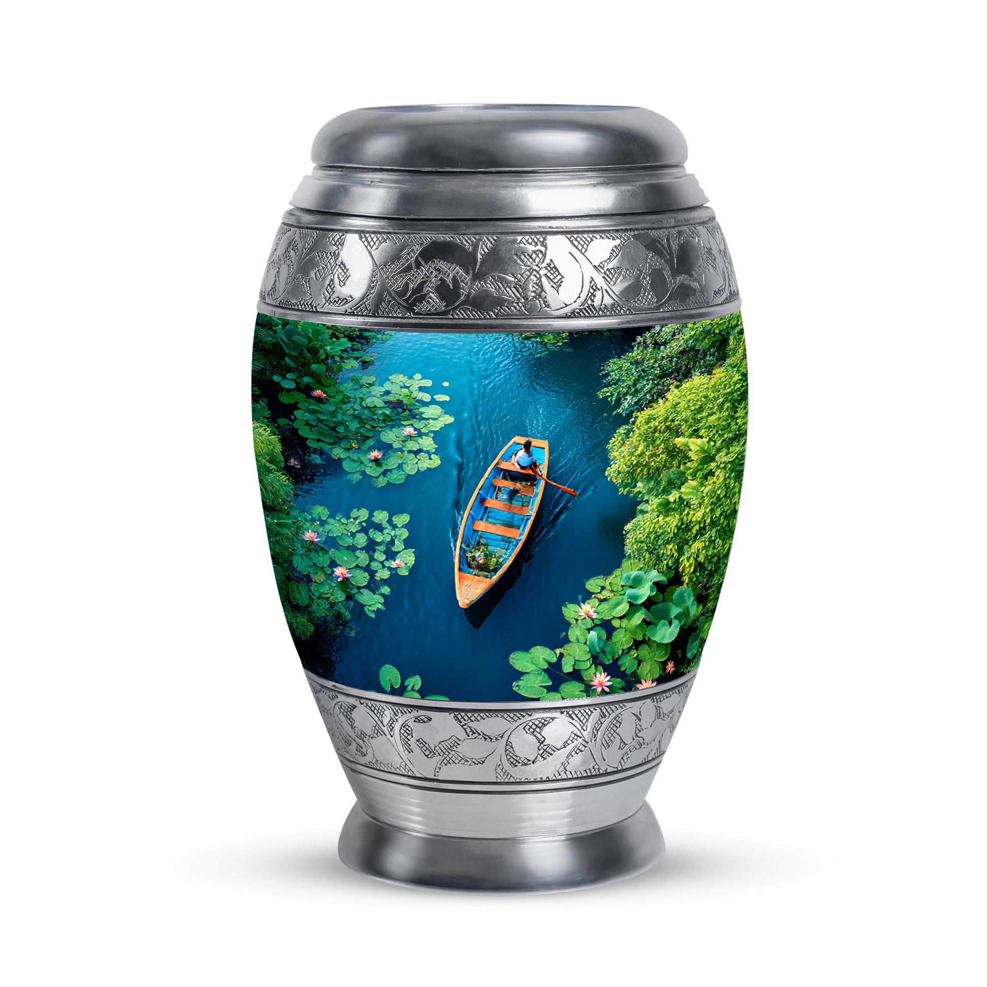Dignified Teal Boat Cremation Urn for Ashes - 10-inch, 200 cu in - Karyliz