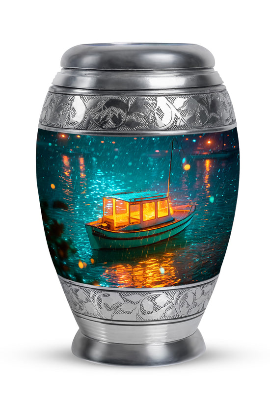 Teal Boat Cremation Urns - Imperial Haven 10-inch, 200 cu in - Karyliz