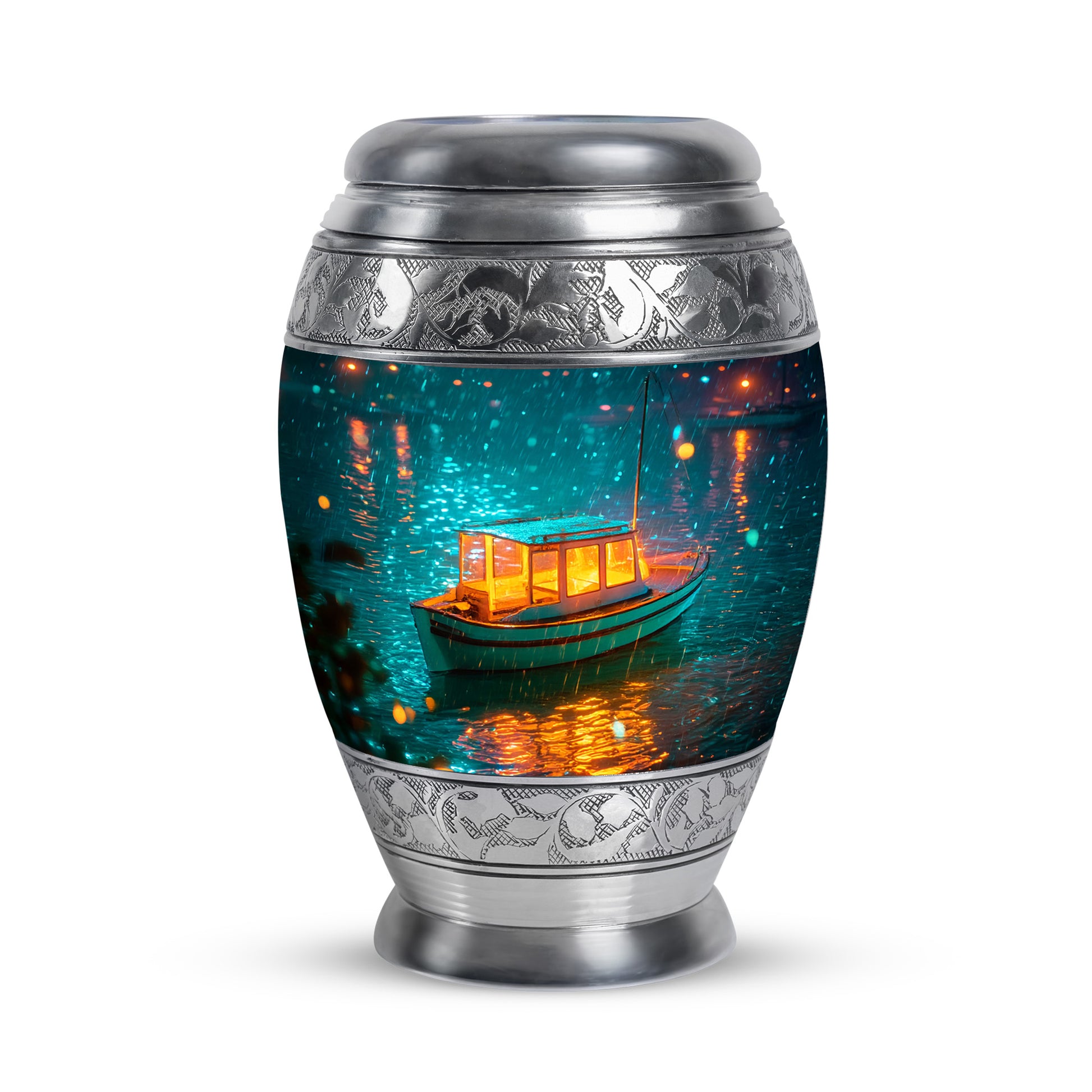 Teal Boat Cremation Urns - Imperial Haven 10-inch, 200 cu in - Karyliz