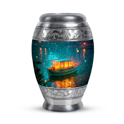 Teal Boat Cremation Urns - Imperial Haven 10-inch, 200 cu in - Karyliz