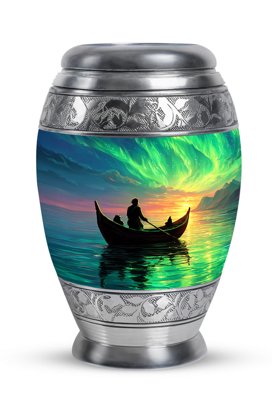 Distinguished Blue Boat Cremation Urn for Ashes - 10-inch, 200 cu in - Karyliz