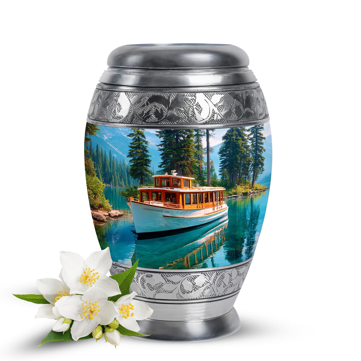 Illustrious Boat Memorial Cremation Urns - Blue 10-inch, 200 cu in - Karyliz