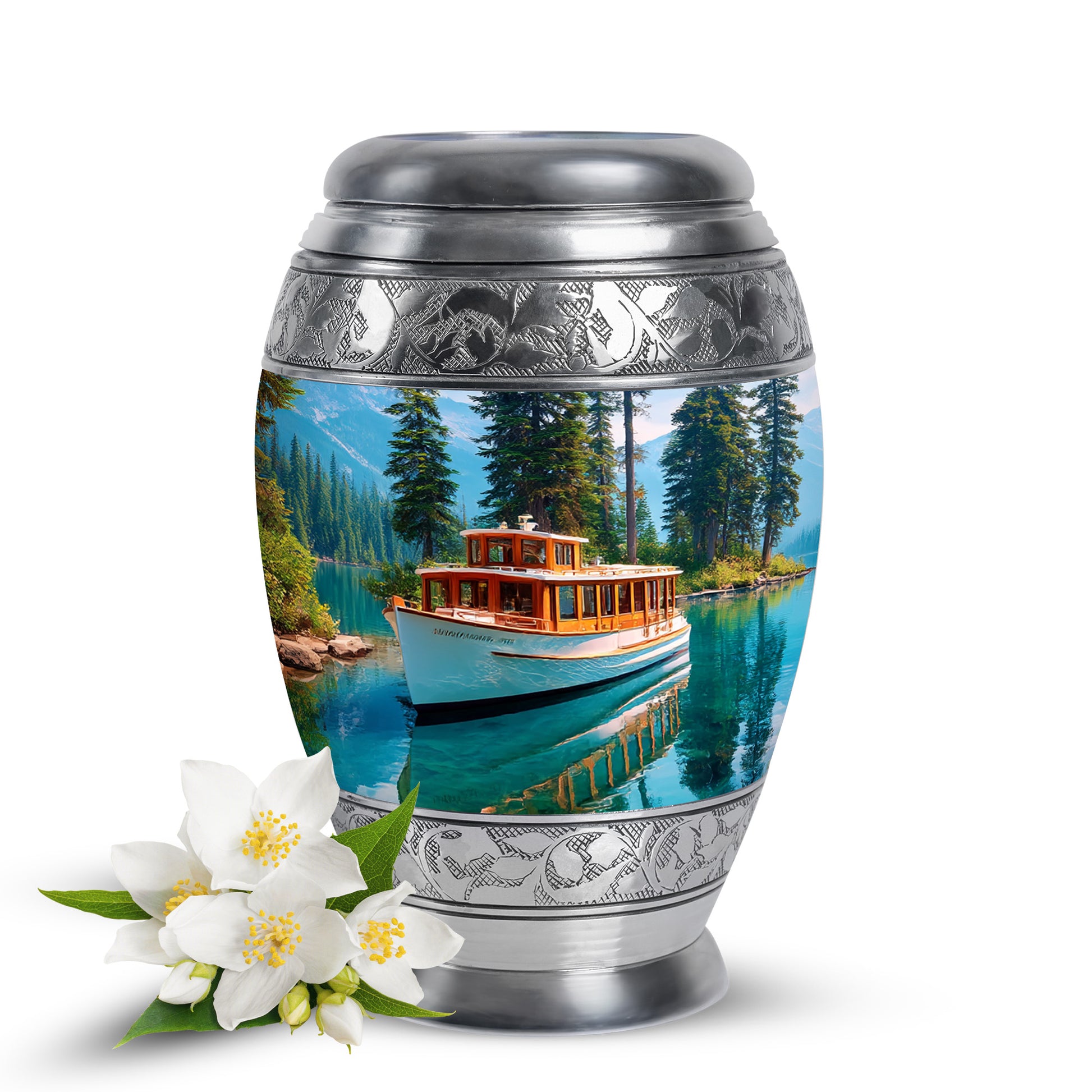 Illustrious Boat Memorial Cremation Urns - Blue 10-inch, 200 cu in - Karyliz