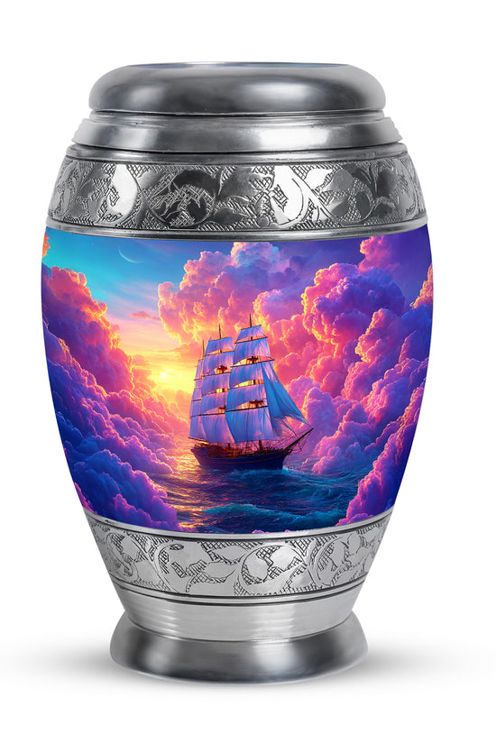 Personalized Purple Boat Cremation Urns for Ashes - Transcendent 10-inch - Karyliz