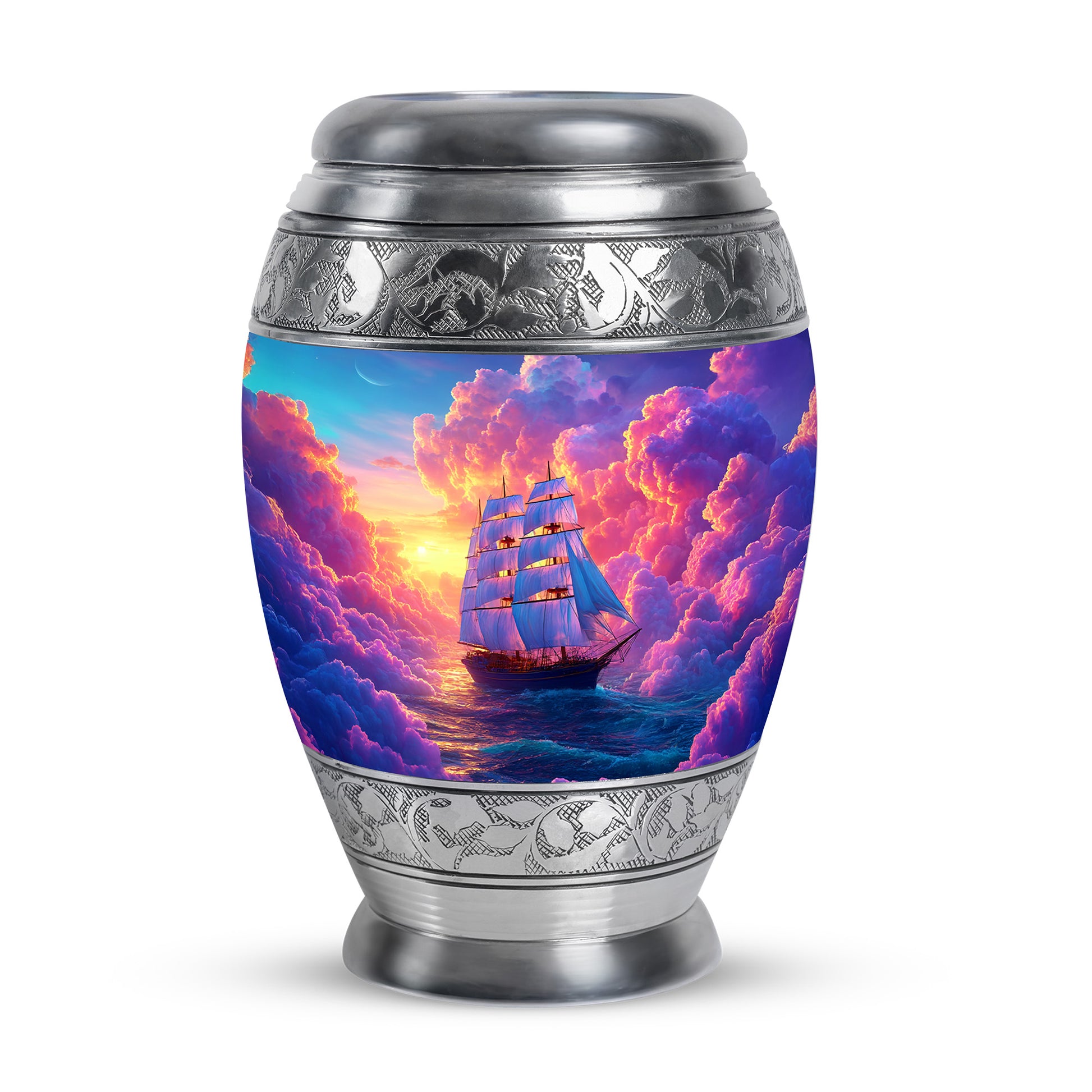 Personalized Purple Boat Cremation Urns for Ashes - Transcendent 10-inch - Karyliz