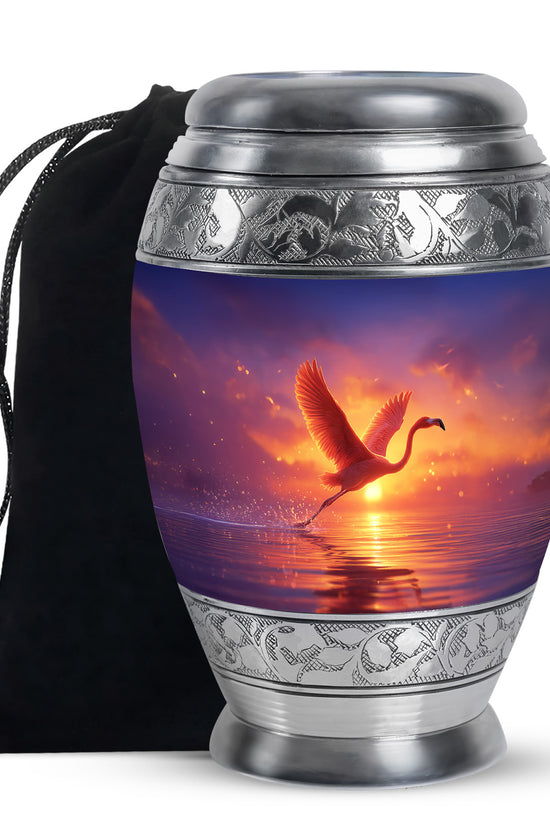 Flying Flamingo Cremation Urn - Sunset Scenic Urns For Human Ashes
