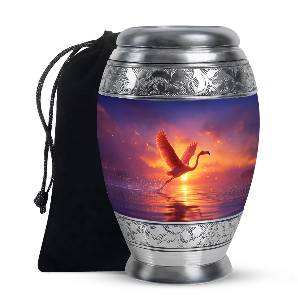 Flying Flamingo Cremation Urn - Sunset Scenic Urns For Human Ashes