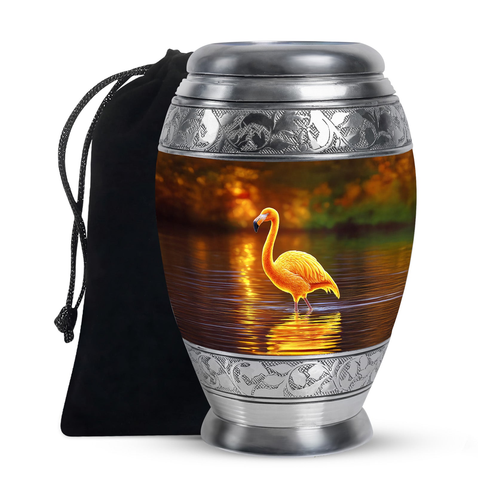 Golden Flamingo Cremation Urn - Artistic Urns For Human Ashes