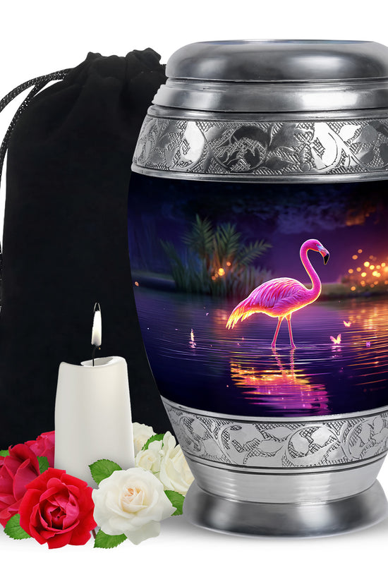 Pink Flamingo Memorial Urn - NIght Scenic Cremation Urns For Ashes