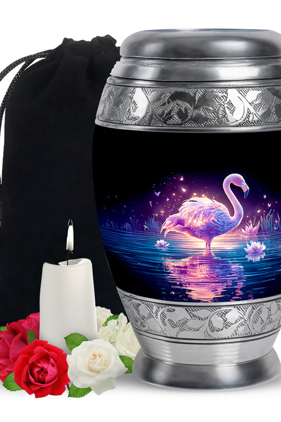 Majestic Flamingo Cremation Urn - Black Memorial Urns For Human Ashes