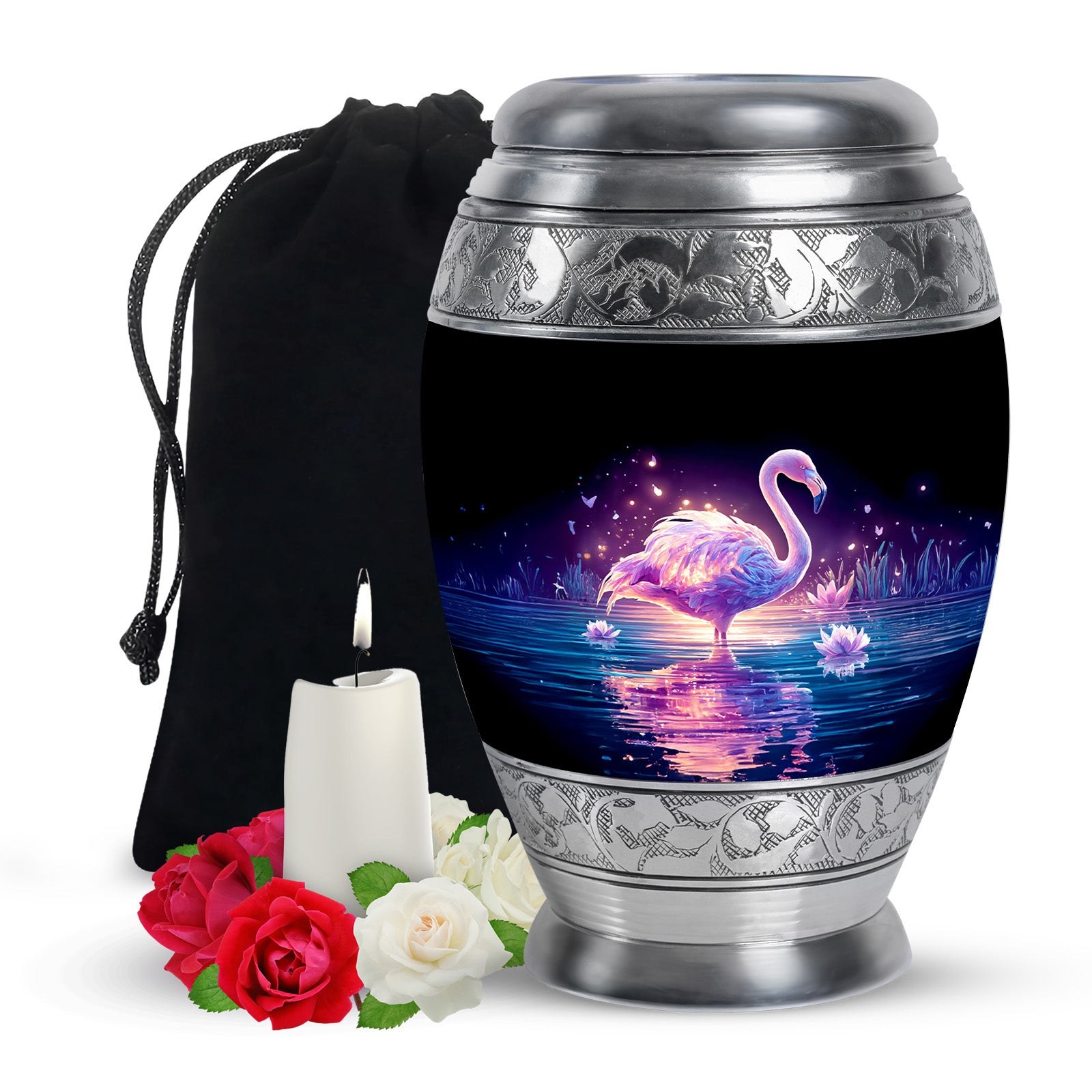Majestic Flamingo Cremation Urn - Black Memorial Urns For Human Ashes