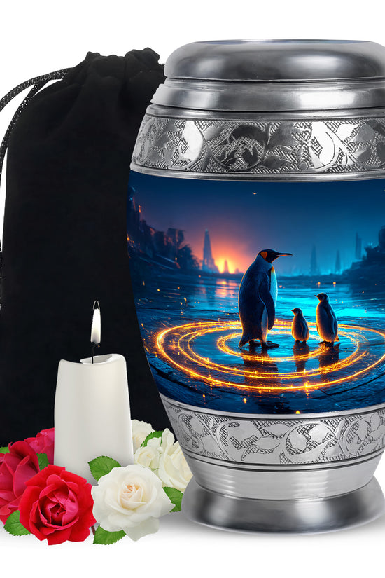 Penguin Night Glow Creamtion Urn - Elegant Funeral Urn For Ashes